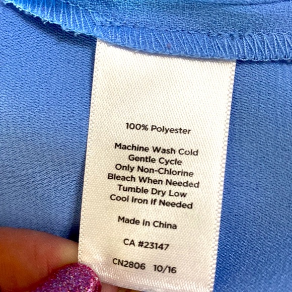 Talbots light blue almost periwinkle top with lace up tie front - Picture 7 of 8